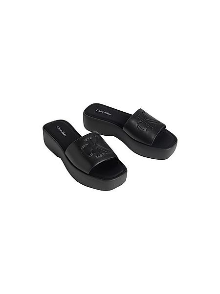 Calvin Klein FLATF SNDL LTH MG Pantolette Strandschuh, Sommerschuh, Flat, P günstig online kaufen