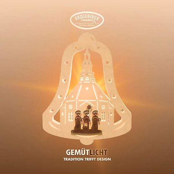 Weigla Dekofigur »beleuchtetes Fensterbild Glocke Kurrende, NATUR-BRAUN, Ma günstig online kaufen