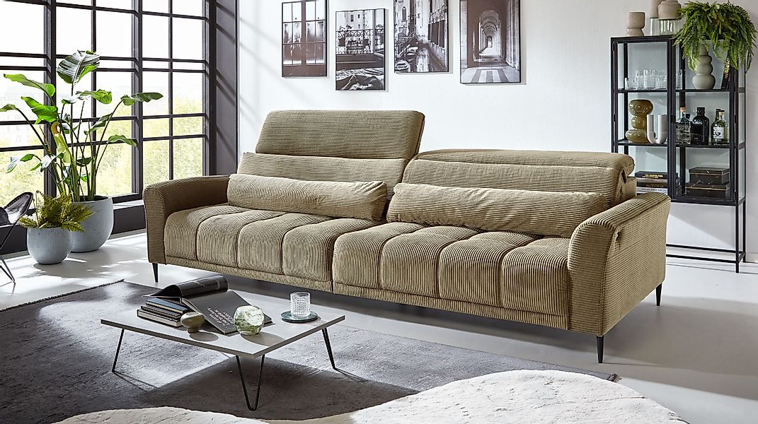 Massivart® Big-Sofa LOGAN Cord grün, grau, günstig online kaufen