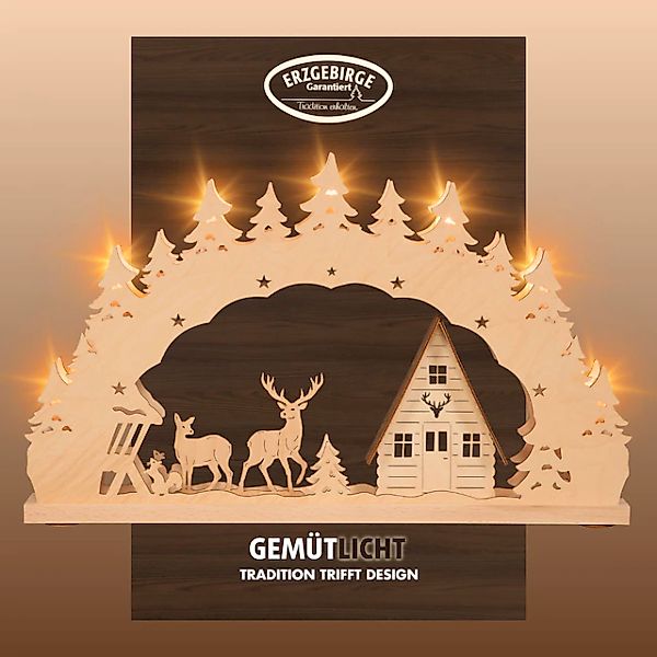 Weigla Schwibbogen »Waldhaus, Lichterbogen aus Holz, NATUR-BRAUN, Made in G günstig online kaufen