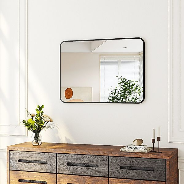 Hopibath Wandspiegel klein 40x60 rechteckig Schwarz günstig online kaufen