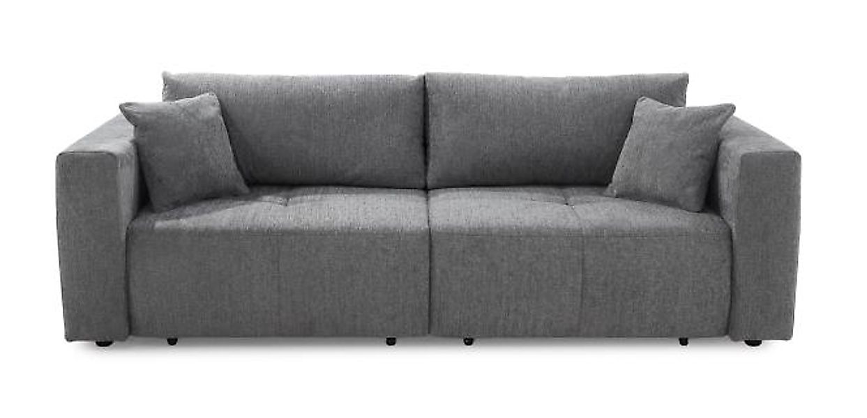 Big Sofa inkl. Bettkasten, 2 Rücken und 2 kleine Kissen ca. 115x243 cm Grau günstig online kaufen