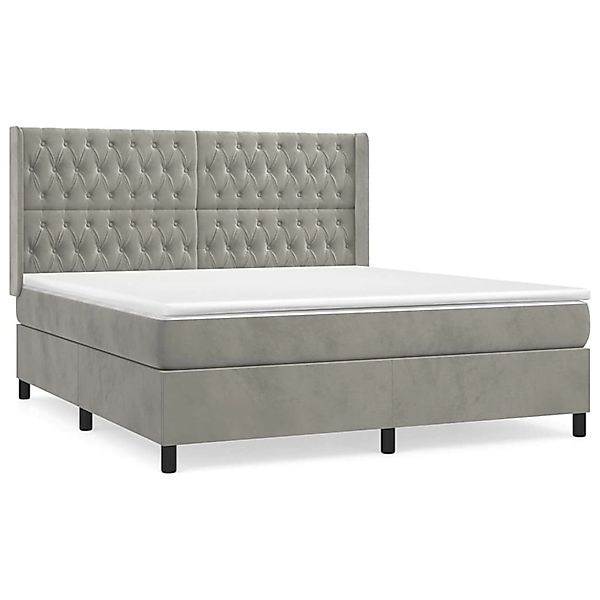 vidaXL Boxspringbett mit Matratze Hellgrau 180x200 cm Samt1387664 günstig online kaufen