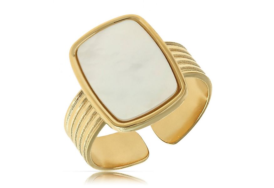Made by Nami Goldring Damen Ring Gold mit Perlmuttstein verstellbar wasserf günstig online kaufen