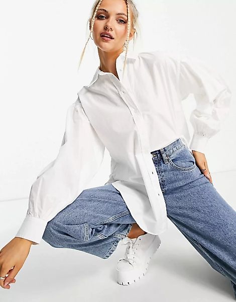 New Look – Weißes Popeline-Hemd günstig online kaufen
