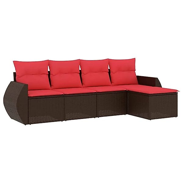 vidaXL 5-Tlg Gartensofa-Set mit Kissen Braun Polyrattan 3221293 günstig online kaufen