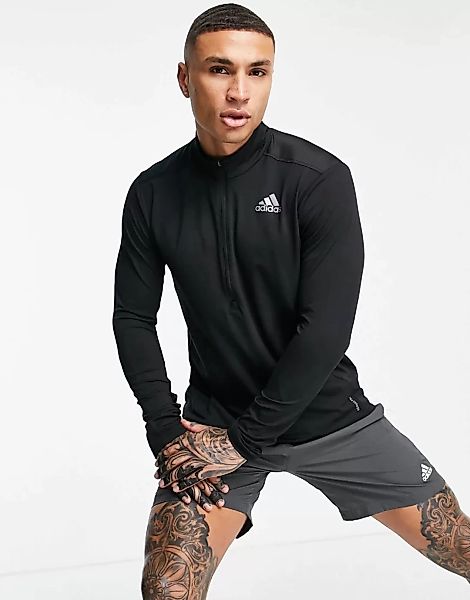 adidas – Running – Oberteil zum Reinschlüpfen in Schwarz mit 1/2-Reißversch günstig online kaufen