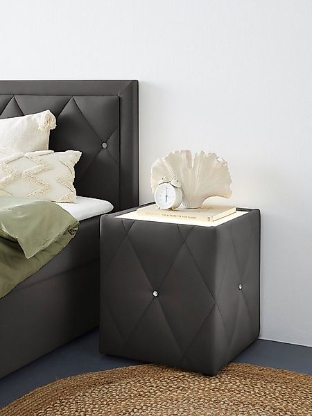 Leonique Nachttisch Alfie, mit Beleuchtung und Bezug aus Samtverlours günstig online kaufen