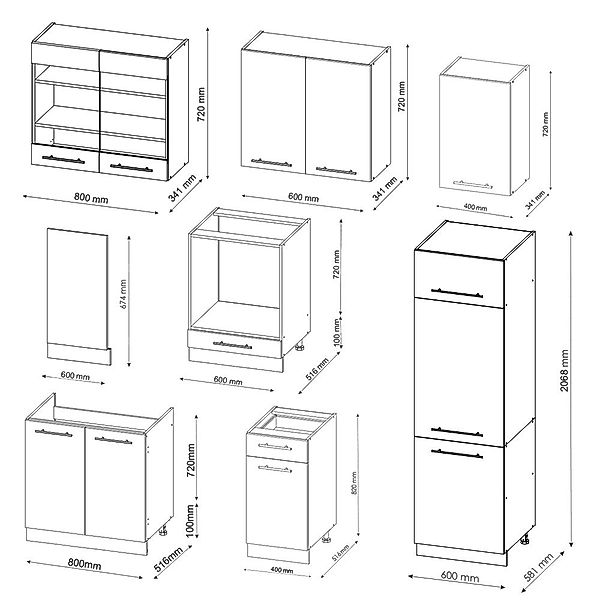 Vicco Küchenzeile Fame-Line, Bordeaux Hochglanz/Weiß, 300 günstig online kaufen