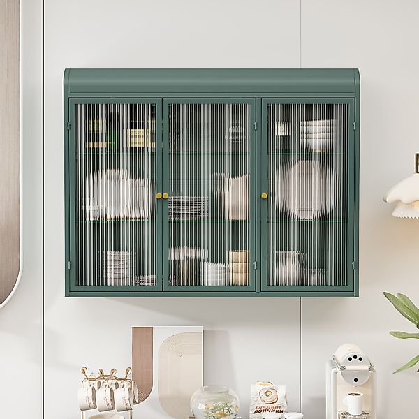 Badezimmerschrank hängend, elegantes Wandregal dunkelgrün 90x20x70 cm, Glas günstig online kaufen