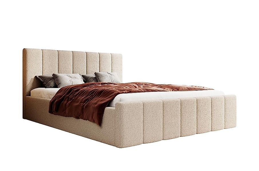 Compleo Polsterbett Boucle FLAV Stauraumbett, Doppelbett, Modern und Elegan günstig online kaufen