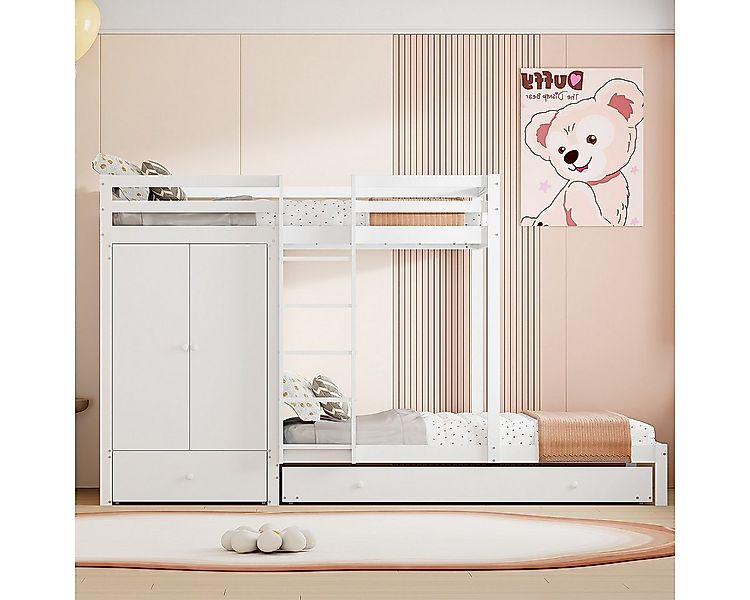XDeer Kinderbett Hausbett mit Ausziehbett Kleiderschrank Schubladen und, Ab günstig online kaufen