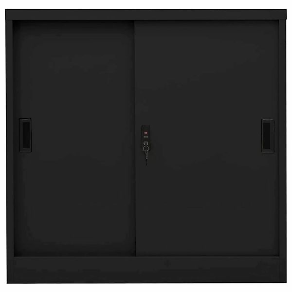 vidaXL Aktenschrank Büroschrank mit Schiebetür Schwarz 90x40x90 cm Stahl günstig online kaufen