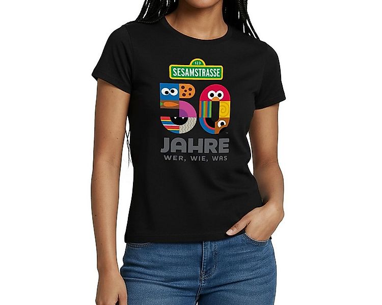Spreadshirt T-Shirt Sesamstraße 50 Jahre Jubiläum Wer, Wie, Was Frauen T-Sh günstig online kaufen