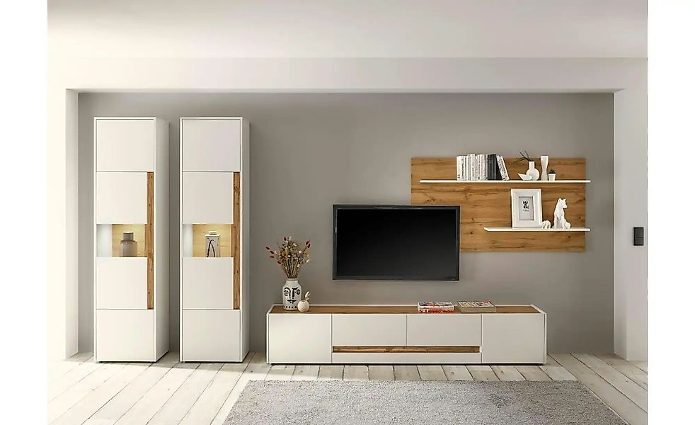 Wohnwand  Cande ¦ weiß ¦ Maße (cm): B: 400 H: 45 Kommoden & Sideboards > Wo günstig online kaufen