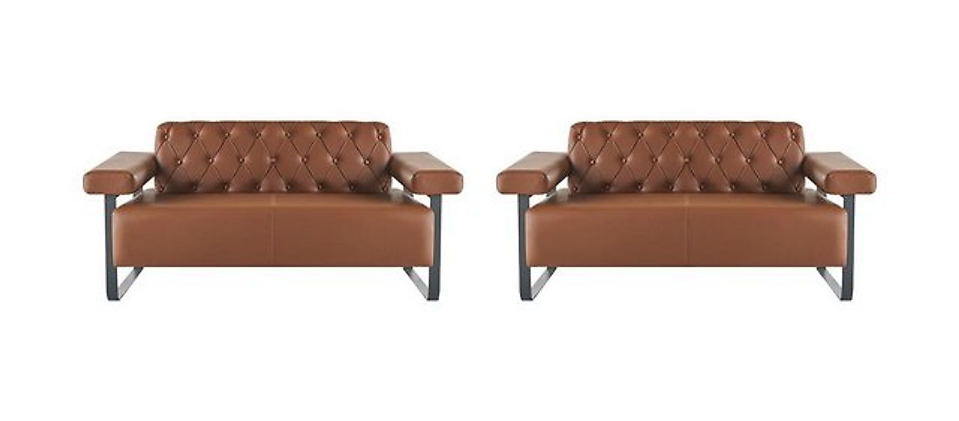 JVmoebel 2-Sitzer Braun Chesterfield Ledersofas Edelstahl Original Modern 2 günstig online kaufen