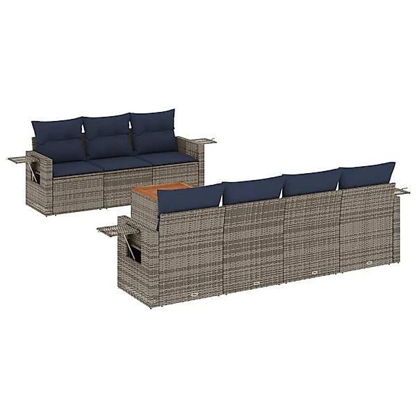 vidaXL 8-Tlg Gartensofa-Set mit Kissen Grau Polyrattan 3224472 günstig online kaufen