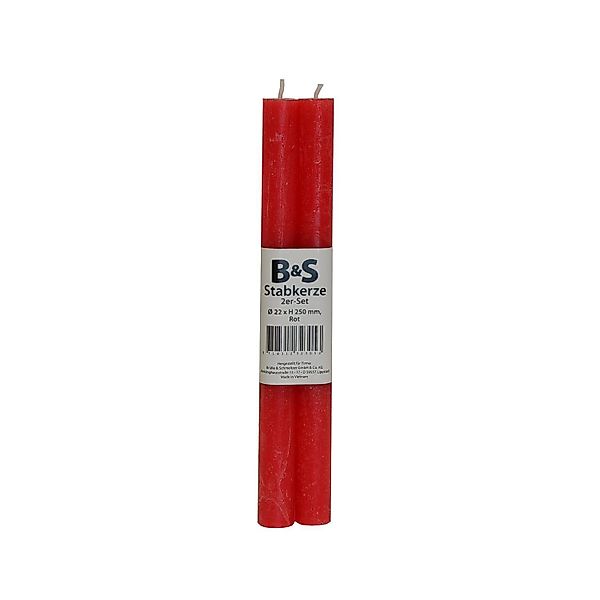 B&S Tafelkerze 2 Stabkerzen rot Ø günstig online kaufen