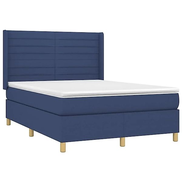 vidaXL Boxspringbett mit Matratze & LED Blau 140x190 cm Stoff 3138955 günstig online kaufen