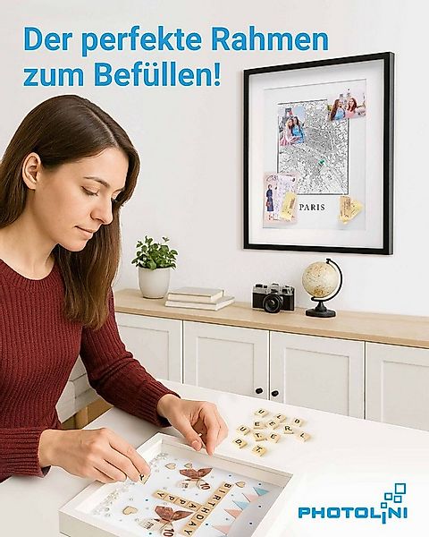 PHOTOLINI Bilderrahmen 3D-Rahmen mit Passepartout / für Objekte bis 1,5 cm günstig online kaufen