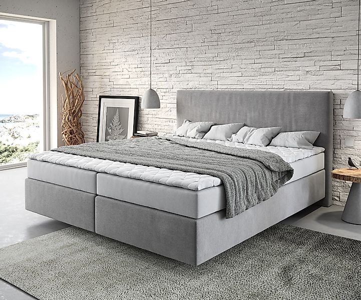 DELIFE Boxspringbett Dream-Well, Mikrofaser Grau 180x200 günstig online kaufen