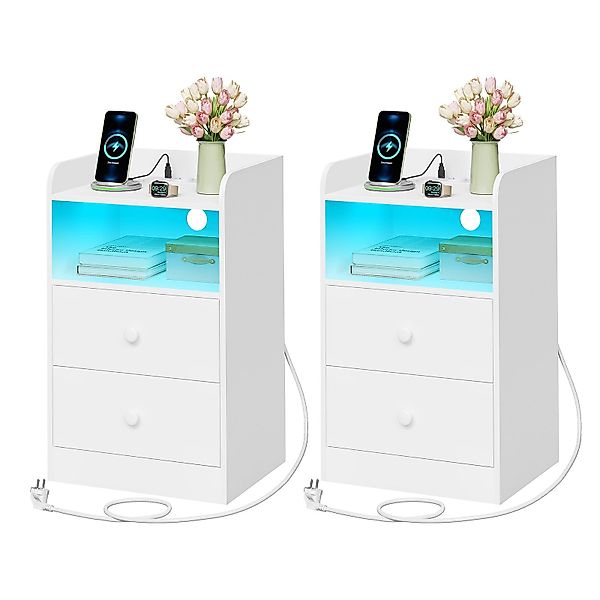 Woltu Nachttisch (2-St), Nachtschrank mit LED-Licht günstig online kaufen