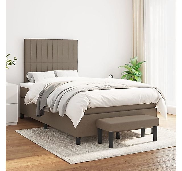 vidaXL Boxspringbett, Boxspringbett mit Matratze Taupe 120x200 cm Stoff günstig online kaufen