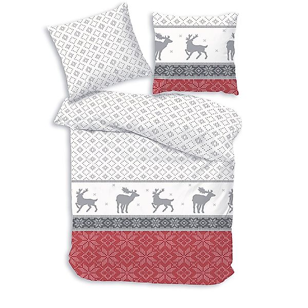 Träumschön Bettwäsche Biber 135x200 Winter, Rentier Weihnachts-Bettwäsche b günstig online kaufen