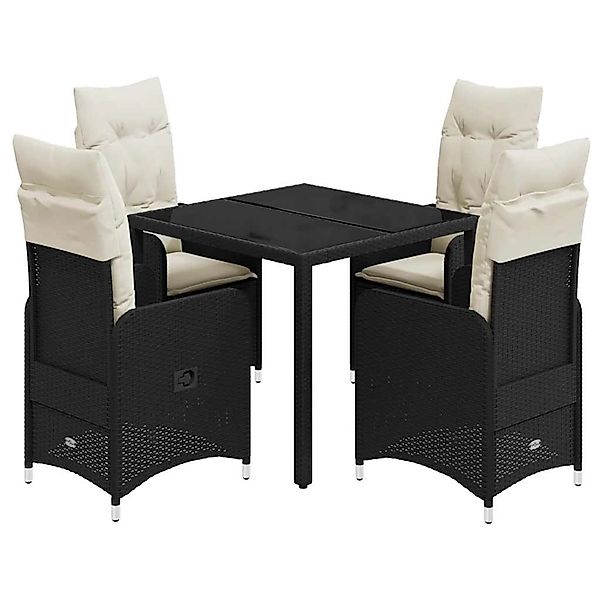 vidaXL 5-Tlg Garten-Bistro-Set mit Kissen Schwarz Poly Rattan 3276988 günstig online kaufen