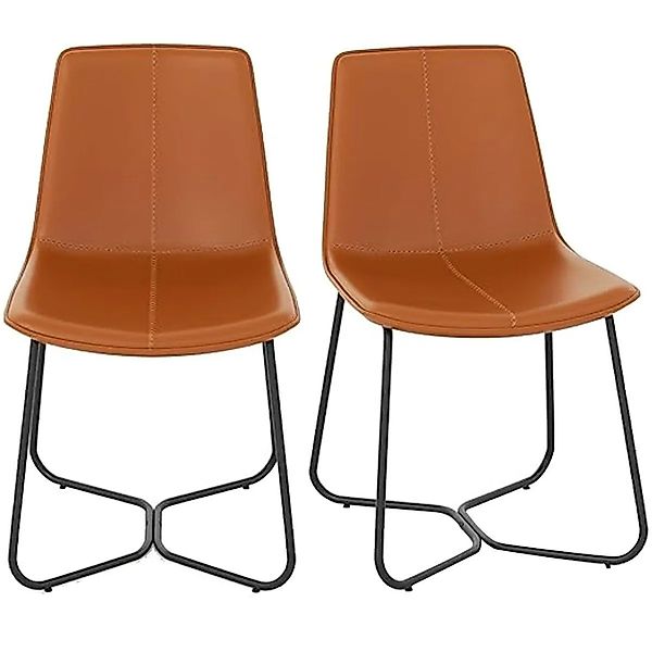 Costway 2er Set Küchenstühle Gepolstert mit Metallbeinen Braun günstig online kaufen