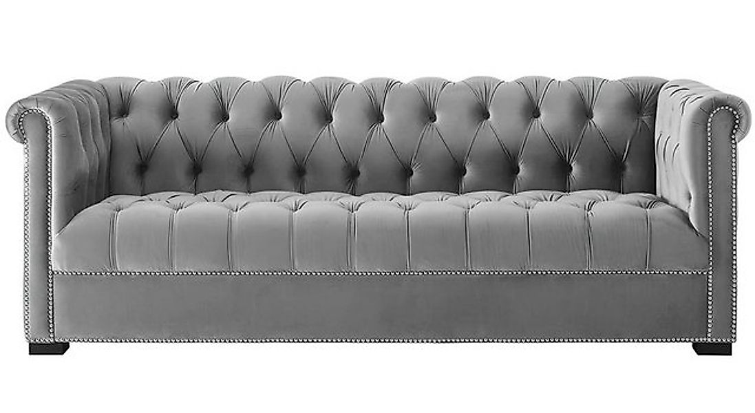 Xlmoebel Sofa Neu Chesterfield Sofa in modernem grauem Dreisitzer-Design, H günstig online kaufen