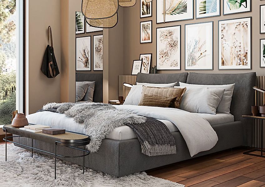 Home affaire Polsterbett "Priora in 4 Breiten bis 200cm" auch in NaturLEDER günstig online kaufen