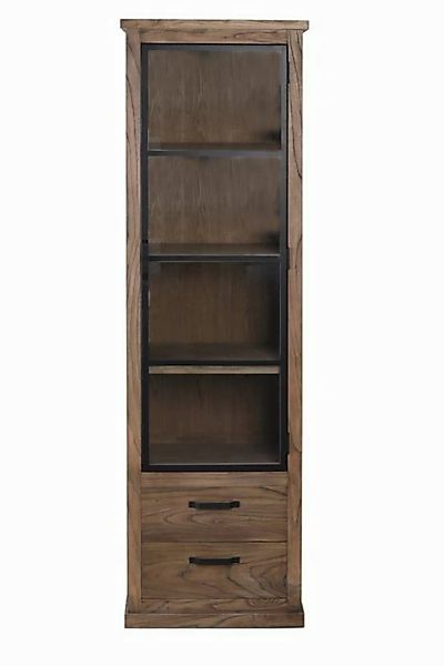 FURNARO Standvitrine Ulme massiv modern Landhaus komplett montiert 214x65x4 günstig online kaufen