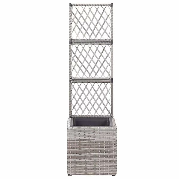 Hochbeet Mit Rankgitter 1 Topf 30x30x107 Cm Poly Rattan Grau günstig online kaufen