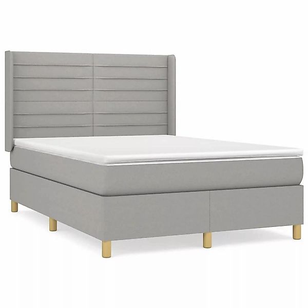 Vidaxl Boxspringbett Mit Matratze Hellgrau 140x200 Cm Stoff günstig online kaufen
