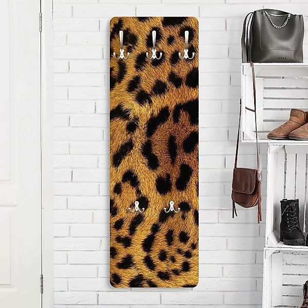 Wandgarderobe Holzpaneel Muster & Textur Servalkatzenfell günstig online kaufen