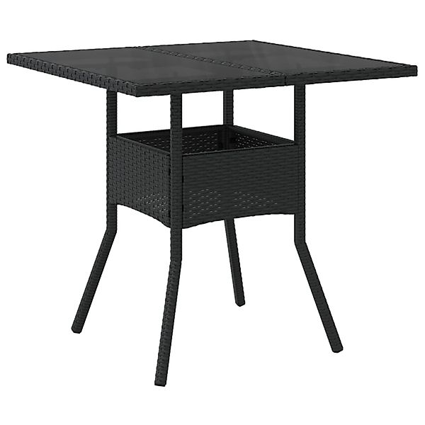 vidaXL Gartentisch mit Glasplatte Schwarz 80x80x75 cm Poly Rattan 365521 günstig online kaufen
