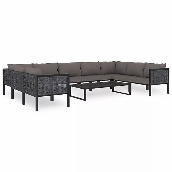 10-tlg. Garten-lounge-set Mit Auflagen Poly Rattan Anthrazit günstig online kaufen