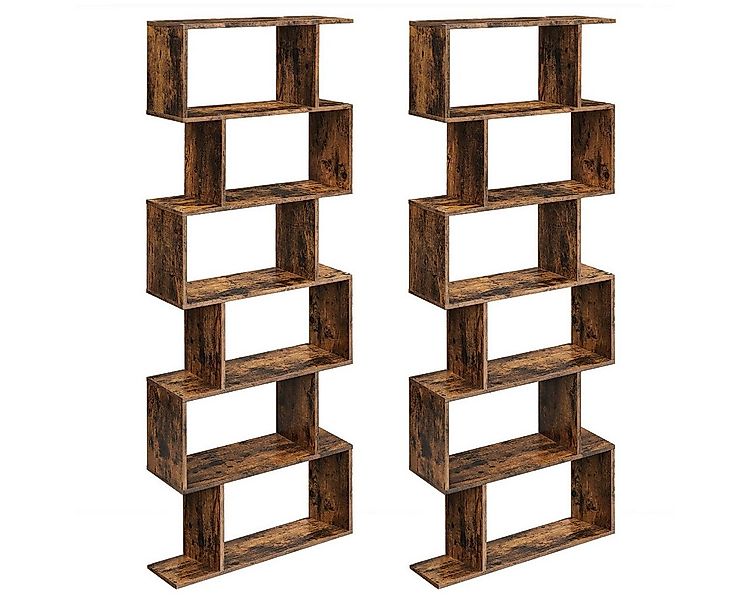 VASAGLE Bücherregal, 2-tlg., Standregal, Büroregal, 6 Fächer, Holzwerkstoff günstig online kaufen