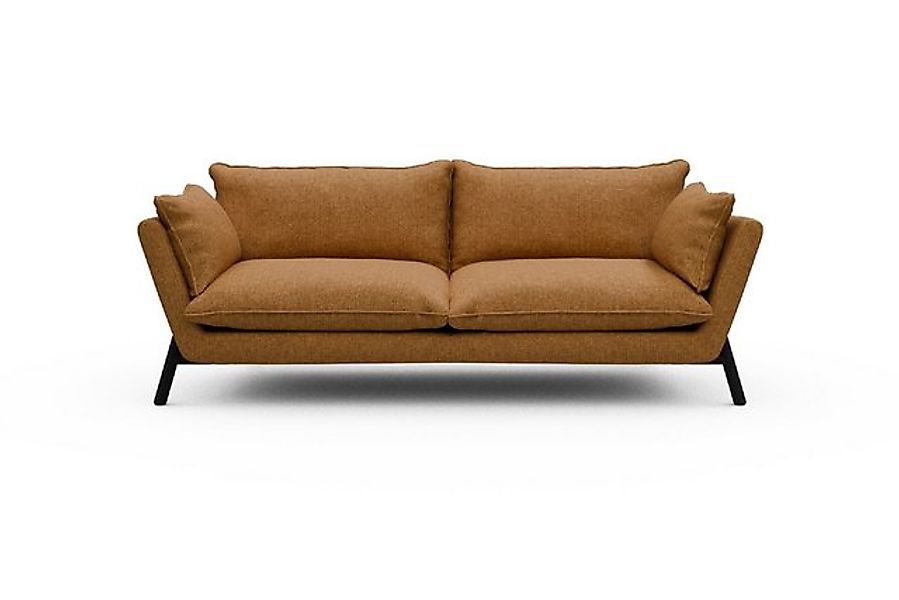 moebelfaktor Sofa Emil PREMIUM 3-Sitzer Beinfarbe Eiche Schwarz, schräg ges günstig online kaufen