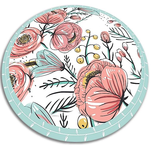 Tulup Teppich Zarte Blüten Vinylmat 130x130 cm Rot Vloerkleed Op Vinyl Viny günstig online kaufen