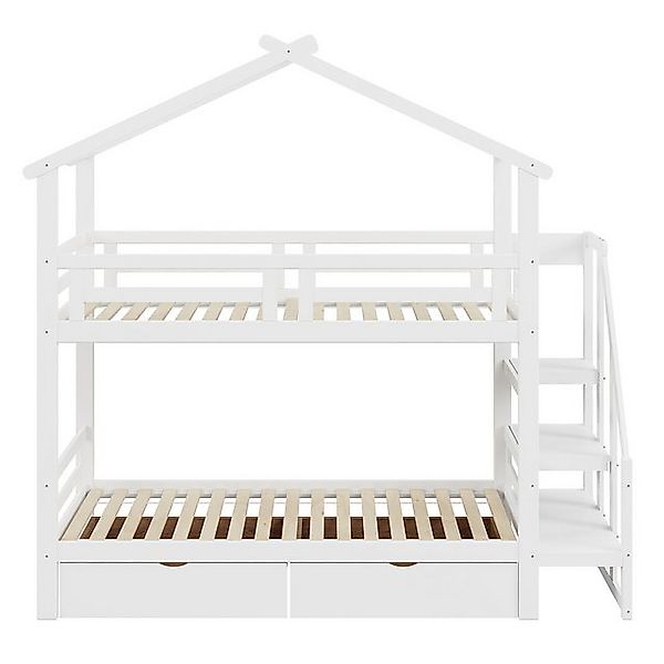 IDEASY Etagenbett Kinderbett 90*200cm, Treppen mit Handläufen (mit 2 Schubl günstig online kaufen