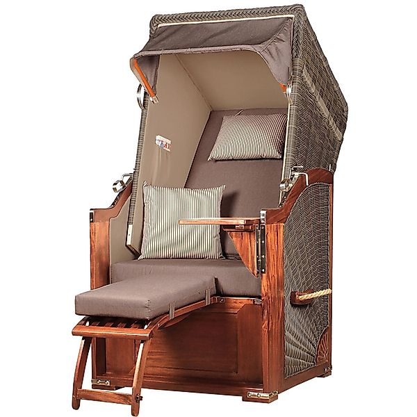 bene living Strandkorb Komplettset Schaalsee Single Mahagoni PE grau Modell günstig online kaufen