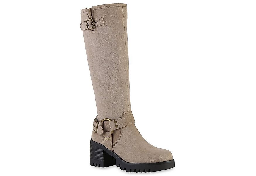 VAN HILL 841466 Stiefel Damen Bikerstiefel Stiefel Schnallen Profil-Sohle P günstig online kaufen