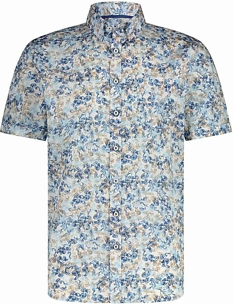 State Of Art Short Sleeve Hemd Druck Blau Beige - Größe 4XL günstig online kaufen