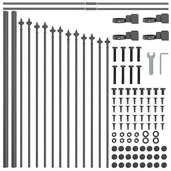 vidaXL Gartenzaun Grau 170 x 75 cm Pulverbeschichteter Stahl 42003902 günstig online kaufen