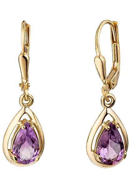 JOBO Paar Ohrhänger, Tropfen 333 Gold mit Amethyst günstig online kaufen