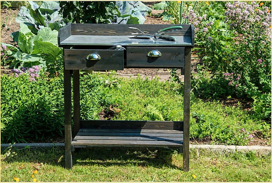 dobar Pflanztisch BxTxH: 79x39x90 cm, mit 2 Schubladen günstig online kaufen