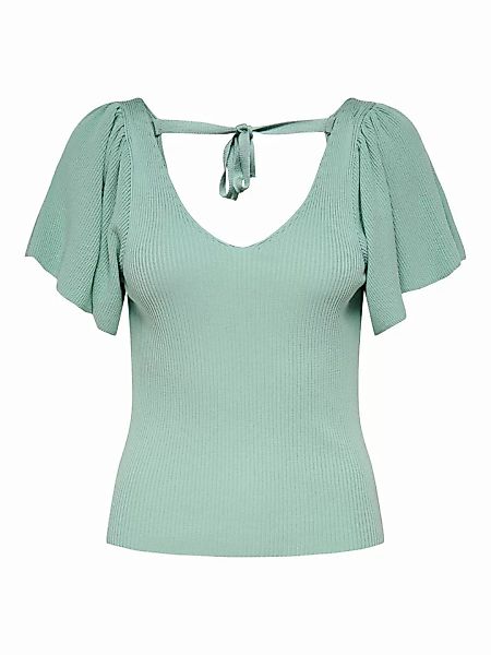 ONLY T-Shirt Geripptes T-Shirt Kurzarm V-Neck Top mit weiten Ärmeln ONLLEEL günstig online kaufen