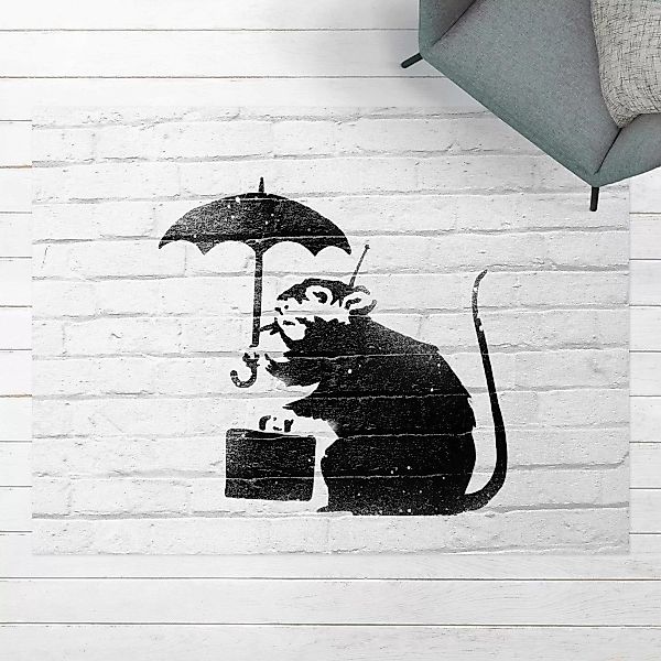 Vinyl-Teppich Ratte mit Regenschirm - Brandalised ft. Graffiti by Banksy günstig online kaufen
